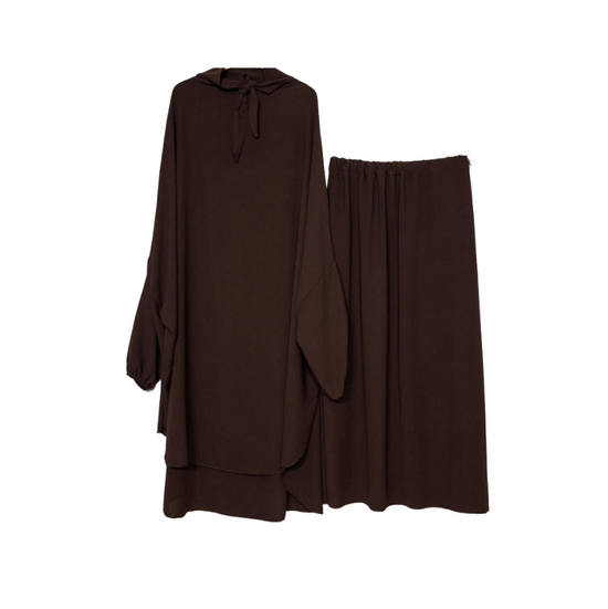 Jilbeb 2 Pièces Marron en Tissu Jazz